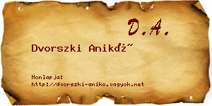 Dvorszki Anikó névjegykártya